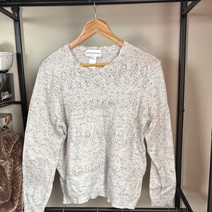White Sweater with Multicolor Accents